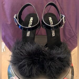 *NEW* Hustler Hollywood Black Feathered Heels
